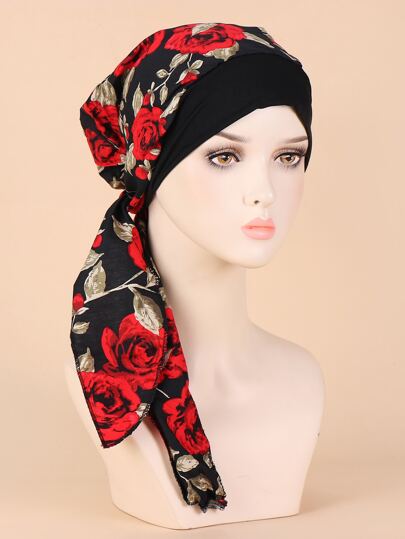 Floral Print Head Wrap Silk Bonnet Satin Bonnet Valentine's Day Valentines Hair Sleep Cap Sleep Bonnet
