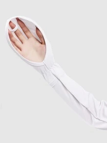 Fashion women accessories Solid Long Fingerless Gloves - White - View 2