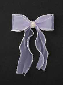 蝴蝶結裝飾髮夾 - 紫色 - 查看 3