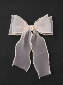 Bow Decor Hair Clip For Daily Use For Girls Hairstyles Casual Elegant Valentine's Day Valentines Claw Clips Hair Claws Hair Barrettes, School Stuff, College, Pink Hair Clips, Faux Pearl Hair Accessories, Bows, Cute, Looks Of Party