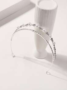 珍珠和水鑽裝飾髮箍 - 白色 - 查看 1