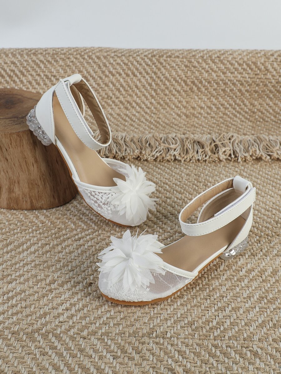 女孩貼花裝飾踝帶時尚戶外平底鞋