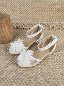 女孩貼花裝飾踝帶時尚戶外平底鞋