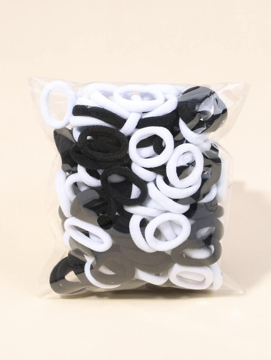 100pcs Toddler Girls Solid Hair Tie - Multicolor - View 1