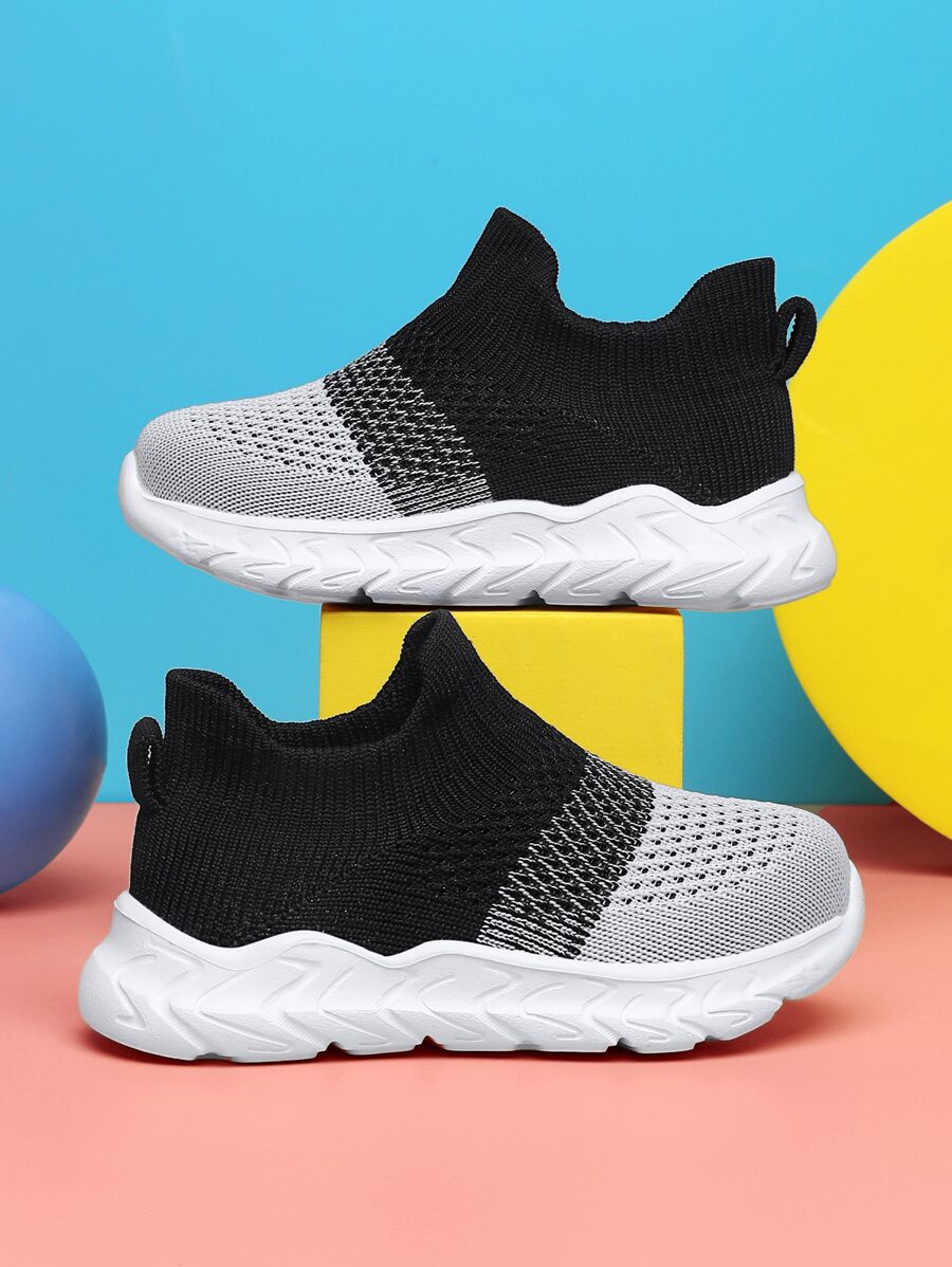 男童運動跑鞋雙色貼片裝飾織物運動鞋