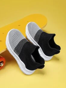 男童運動跑鞋雙色貼片裝飾織物運動鞋