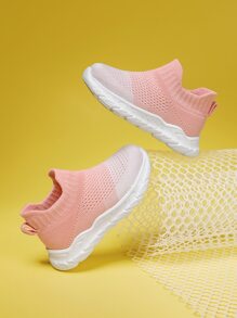 女童運動跑鞋雙色貼片裝飾織物運動鞋 - 粉色 - 查看 4