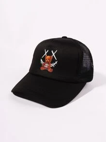 Mũ Trucker họa tiết gấu nam - màu đen - Xem 1