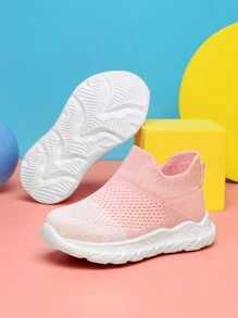 女童運動跑鞋雙色貼片裝飾織物運動鞋 - 粉色 - 查看 5