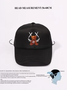 Mũ Trucker họa tiết gấu nam - màu đen - Xem 5