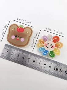 5入組花和熊裝飾鴨嘴夾