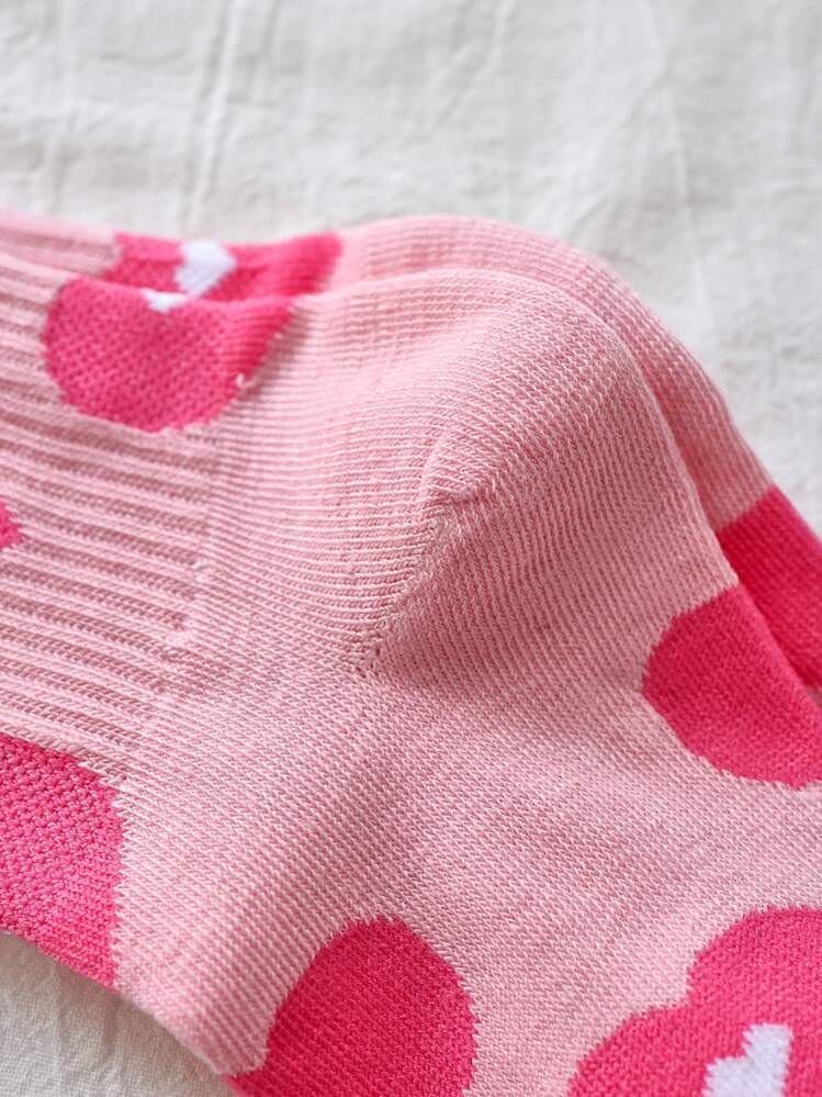 2pairs Heart Print Crew Socks - Multicolor - View 5