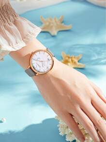 Round Pointer Water Resistant Quartz Watch - Grey - View 4