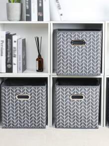 1 hộp đựng đồ họa tiết hình học, giỏ đựng đồ hình khối bằng vải không dệt họa tiết hình học hiện đại cho phòng ngủ, dùng khi trở lại trường - Xám - Xem 1
