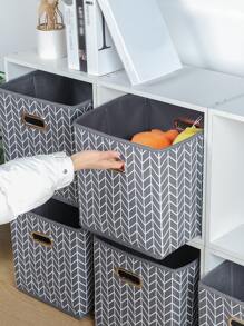 1 hộp đựng đồ họa tiết hình học, giỏ đựng đồ hình khối bằng vải không dệt họa tiết hình học hiện đại cho phòng ngủ, dùng khi trở lại trường - Xám - Xem 2
