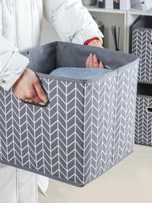 1 hộp đựng đồ họa tiết hình học, giỏ đựng đồ hình khối bằng vải không dệt họa tiết hình học hiện đại cho phòng ngủ, dùng khi trở lại trường - Xám - Xem 5