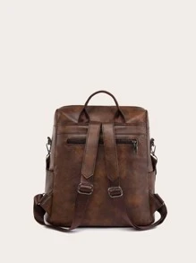 流蘇裝飾功能背包 - 棕色 - 查看 3