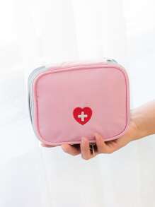 1/2 piezas Bolsas de almacenamiento de medicamentos de viaje portátiles, botiquín de primeros auxilios con forma de corazón, bolsa de prevención de pandemias para bolsa de almacenamiento de viaje, bolsa de maquillaje, bolsa de cosméticos, organizador de vacaciones, organizador de maquillaje de gran capacidad, estuche para maquillaje, para lápiz labial, cepillo, cuidado de la piel, teléfono móvil, moneda, artículos pequeños, para el hogar, regalo, vacaciones y festival de Halloween Navidad Uso multifuncional, vibraciones bohemias