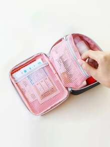 1/2 piezas Bolsas de almacenamiento de medicamentos de viaje portátiles, botiquín de primeros auxilios con forma de corazón, bolsa de prevención de pandemias para bolsa de almacenamiento de viaje, bolsa de maquillaje, bolsa de cosméticos, organizador de vacaciones, organizador de maquillaje de gran capacidad, estuche para maquillaje, para lápiz labial, cepillo, cuidado de la piel, teléfono móvil, moneda, artículos pequeños, para el hogar, regalo, vacaciones y festival de Halloween Navidad Uso multifuncional, vibraciones bohemias