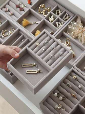 1pc MDF Jewelry Tray, Minimalist Multi-grid Jewelry Organizer For Home