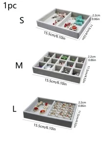 1入組MDF首飾托盤家用極簡主義多網格首飾收納盒 - 灰色 - 查看 2