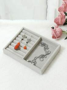 1入組MDF首飾托盤家用極簡主義多網格首飾收納盒 - 灰色 - 查看 3