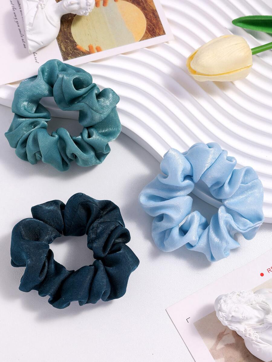 1pc/3pcs Elegant Versatile Satin Scrunchies Hair Accessories For Women, One Size - 3pcs/Multi Color, 1pc - Black/Camel/Beige Head Accessories Hair Ties Ponytail Holder