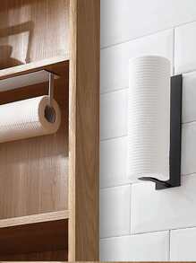 1pc Iron Storage Rack, Minimalist Black Wall Mounted Tissue Storage Rack For Bathroom - Black - View 4