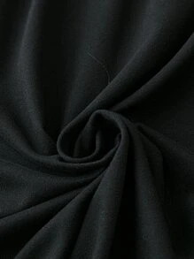 SHEIN LUNE Đầm Plus Size Dây kéo viền lá sen Xù màu trơn Giải trí - màu đen - Xem 4