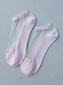 6雙網紗拼接短襪 - 彩色 - 查看 4