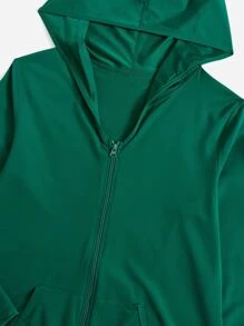 Plus Zip Up Hooded Sports Jacket & Leggings - Green - View 3
