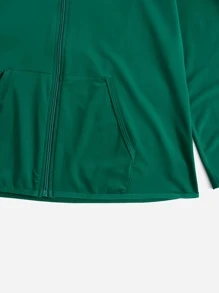 Plus Zip Up Hooded Sports Jacket & Leggings - Green - View 5