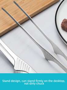 1入組裝不銹鋼食物鉗廚房用經典燒烤食物鉗