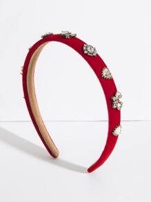 Rhinestone Decor Headband - Red - View 1
