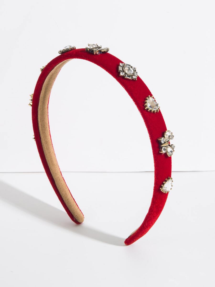 Rhinestone Decor Headband - Red - View 1