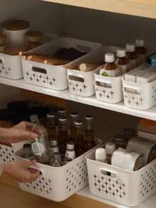 1入組PP儲物籃廚房用極簡主義白色餐具儲物籃 - 白色 - 查看 1