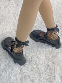 2 đôi Vớ thủy thủ đoàn lưới cá trang trí nơ thời trang cho nữ, cho cuộc sống hàng ngày - Đen và trắng - Xem 3