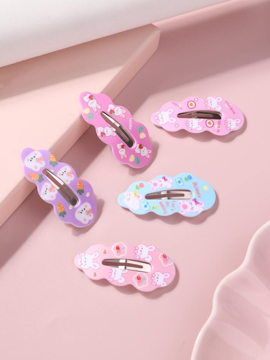 5入組小女童動物圖案髮夾 - 彩色 - 查看 1