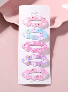 5入組小女童動物圖案髮夾 - 彩色 - 查看 2