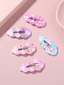 5入組小女童動物圖案髮夾 - 彩色 - 查看 3