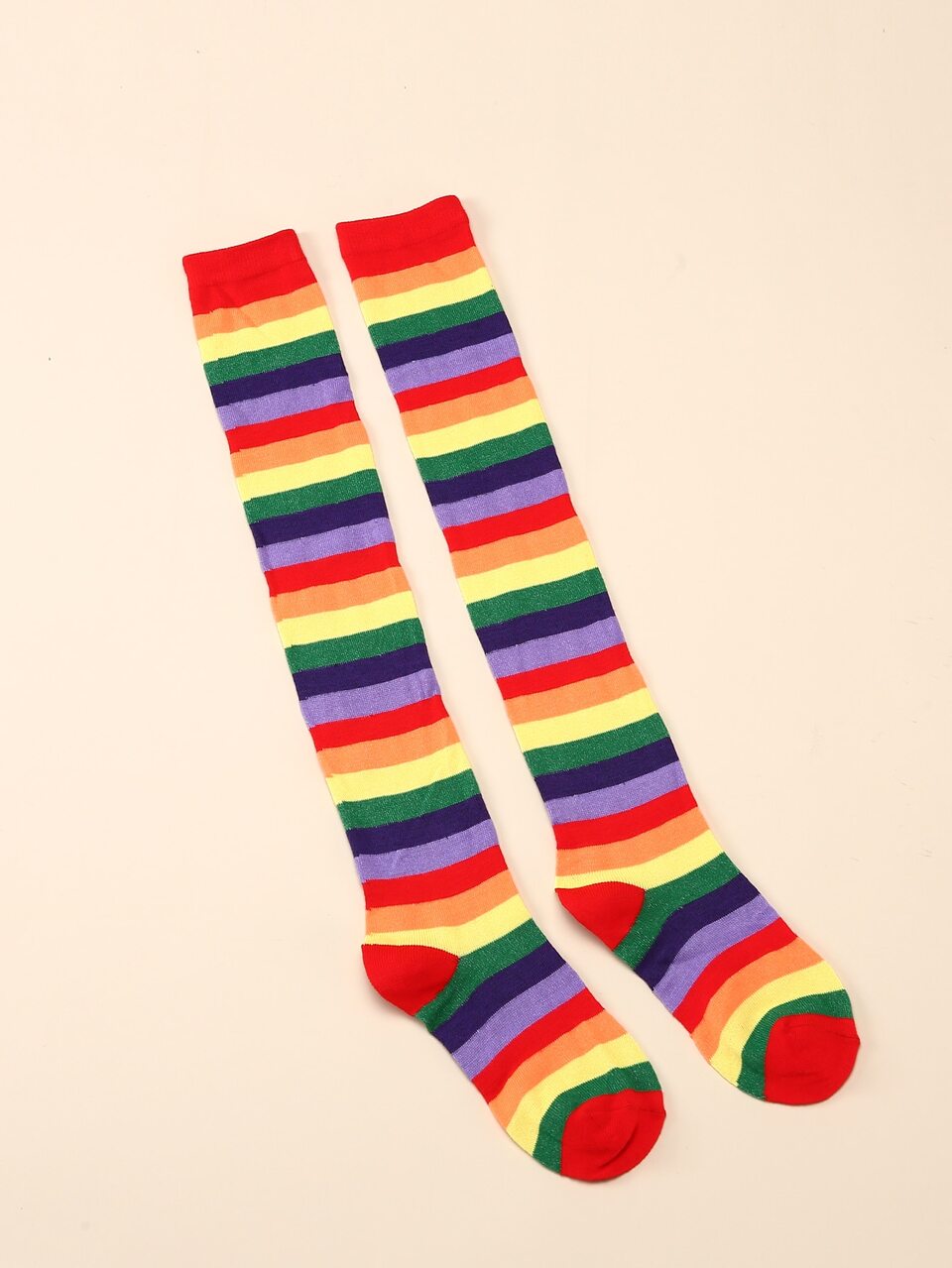 1pair Women's Over Knee Striped Stockings, Breathable And Fashionable, Suitable For Daily Life And Parties, Cozy Socks