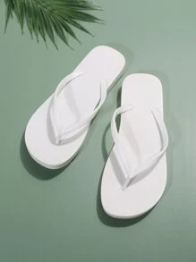 女式趾柱拖鞋PVC時尚人字拖白色 - 白色 - 查看 6