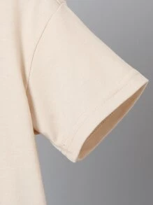 SHEIN Toddler Boys Letter Patched Detail 2 In 1 Tee - Apricot - View 5