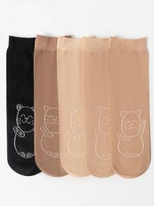 5pairs Cartoon Graphic Crew Socks - Multicolor - View 1