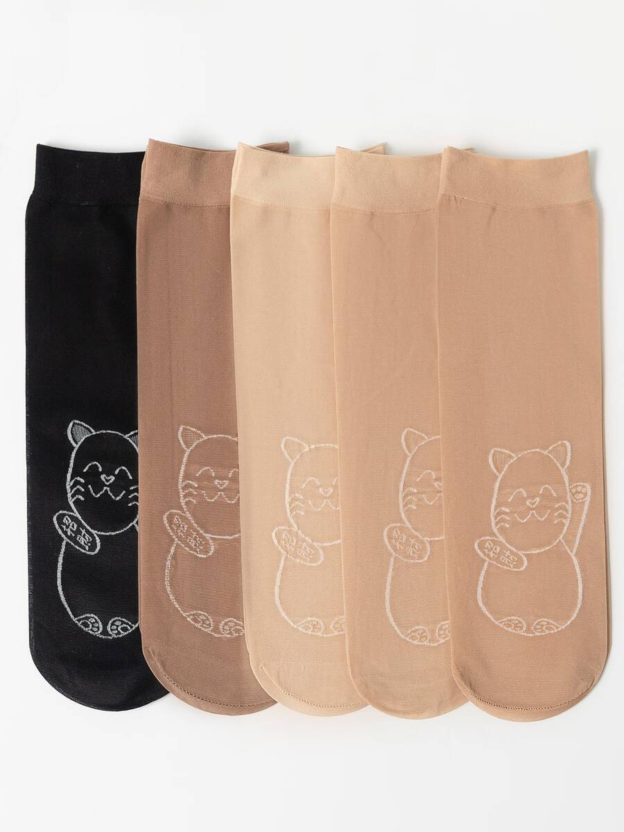 5pairs Cartoon Graphic Crew Socks - Multicolor - View 1