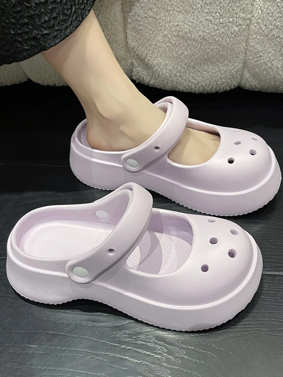 Women Cut Out Multi-way Wear Vented Clogs, Preppy Light Purple EVA Clogs - Mauve Purple - View 1