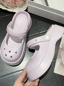 Women Cut Out Multi-way Wear Vented Clogs, Preppy Light Purple EVA Clogs - Mauve Purple - View 2