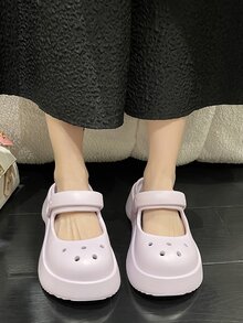 Women Cut Out Multi-way Wear Vented Clogs, Preppy Light Purple EVA Clogs - Mauve Purple - View 3