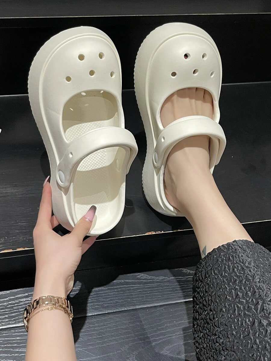 Women Cut Out Multi-way Wear Vented Clogs, Cool White EVA Clogs - White - View 1