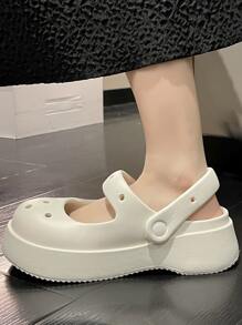 Women Cut Out Multi-way Wear Vented Clogs, Cool White EVA Clogs - White - View 3